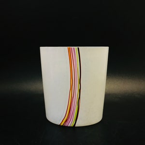 Bertil Vallien &quot;Rainbow&quot; small vase, Kosta Boda, Swedish vintage glass vase, Scandinavian modernist glass, Hand painted pattern, Model 48225