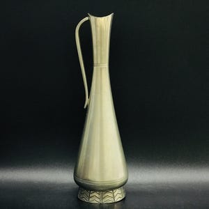 Vintage pewter handled vase, GAB Tenn, Guldsmeds AB, 1920s Swedish Grace style, Antique Scandinavian design metal home decor