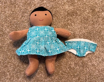 Cotton Dress and Diaper for 9” Lovevery Baby Doll