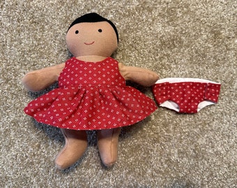 Cotton Dress and Diaper for 9” Lovevery Baby Doll