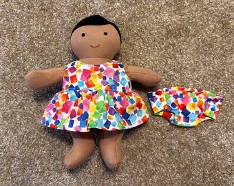 Cotton Dress and Diaper for Lovevery 9” Baby Doll - Choose Your Pattern!