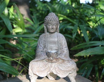 Artisan Handmade Synthetic Resin Solar Power Buddha Statue, Siddhartha, Zen Figure, Mindfulness Gift, Garden Decor, Alter Statue, Zen Decor