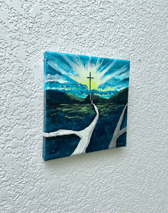 Cross Sunset Painting. 6” X 6” Acrylic Paintings. - Etsy