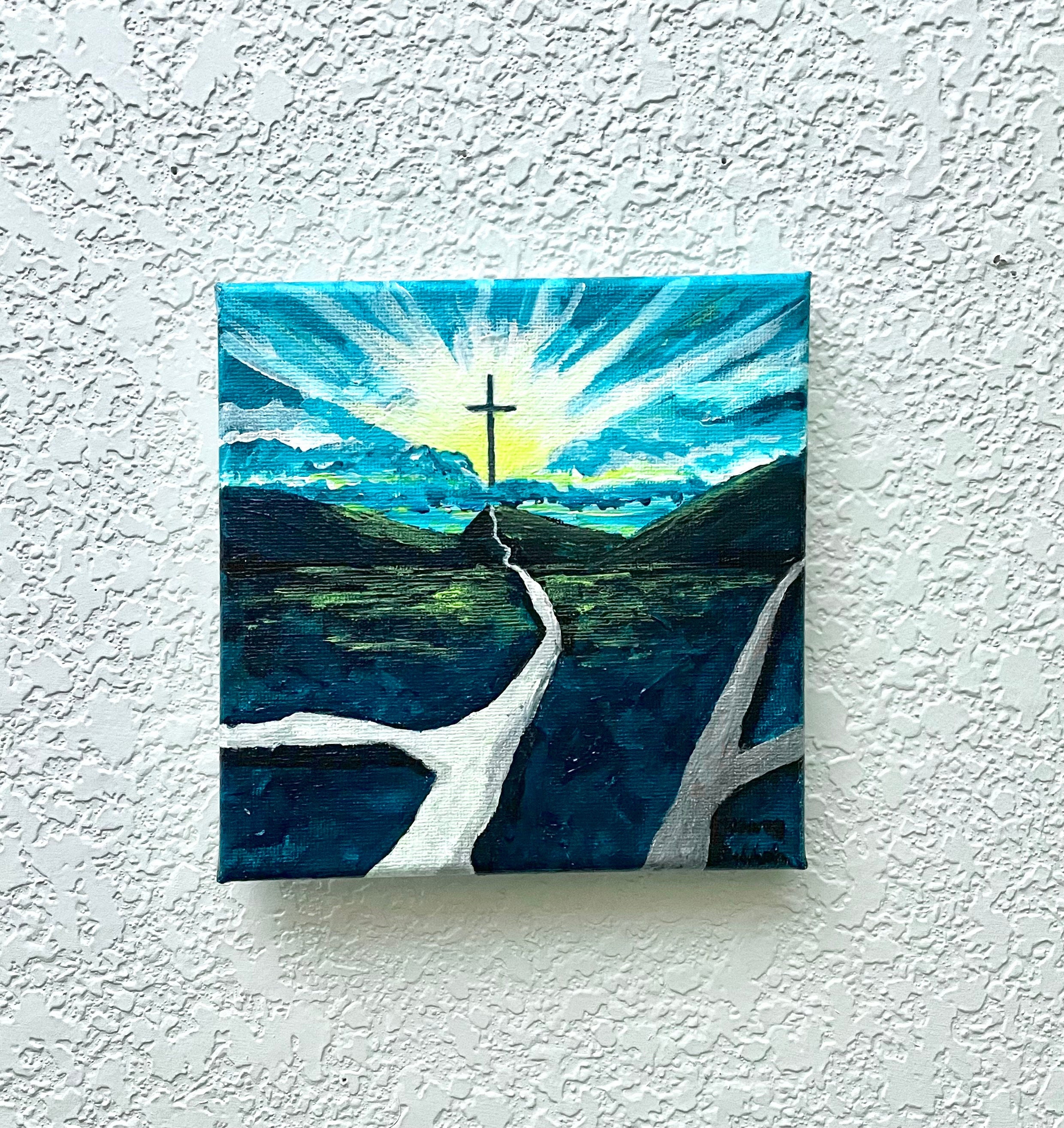 Cross Sunset Painting. 6” X 6” Acrylic Paintings. - Etsy