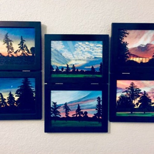 Sunset Painting Set. Six 7