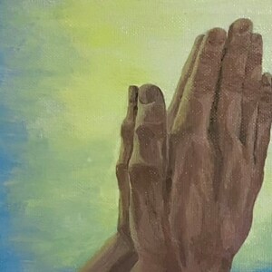 Praying Hands Painting.   8” x 6” acrylic canvas painting.