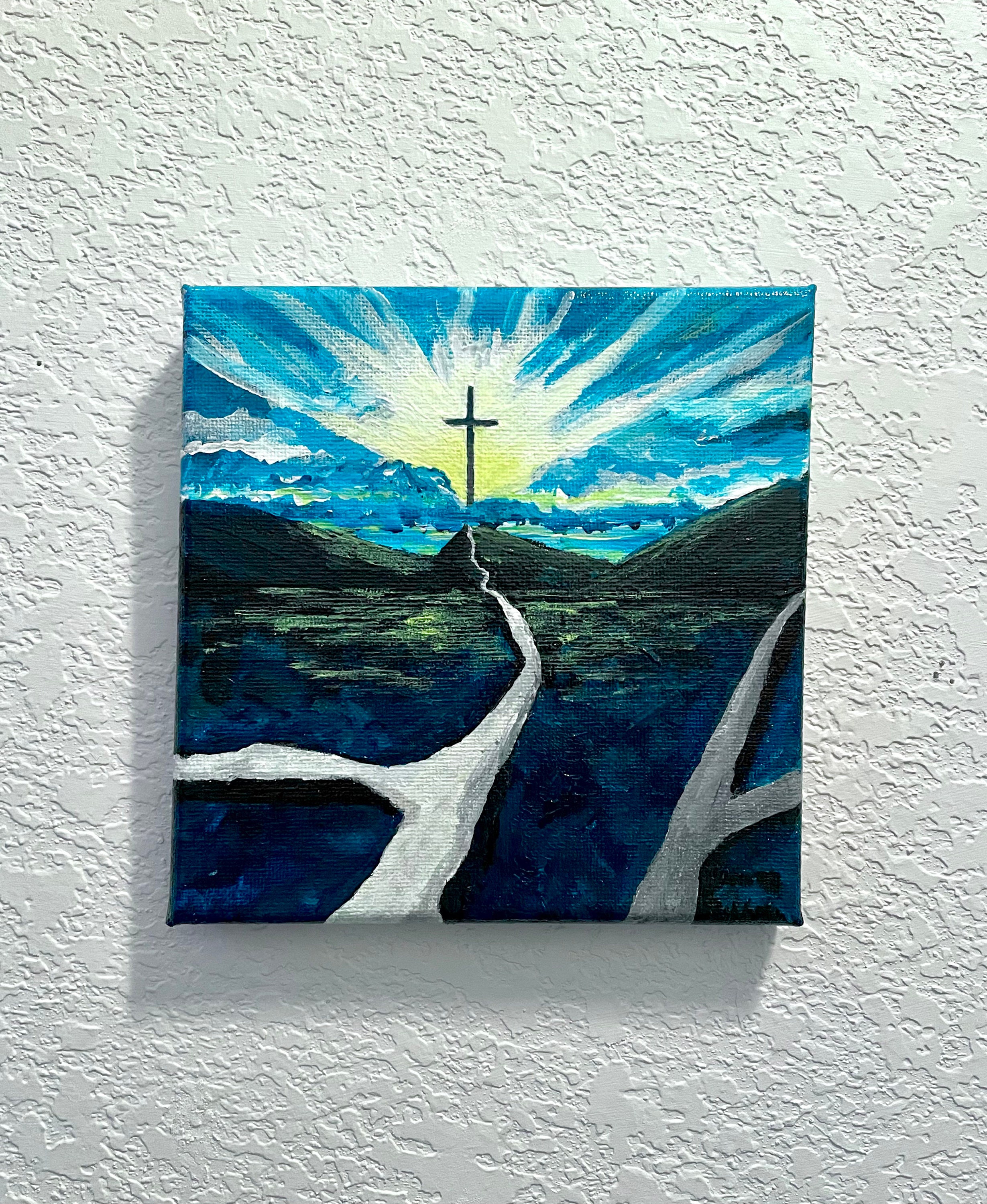 絵画 Art painting acrylic Cross Sunset Painting. 6” X 6” Acrylic Paintings. - Etsy