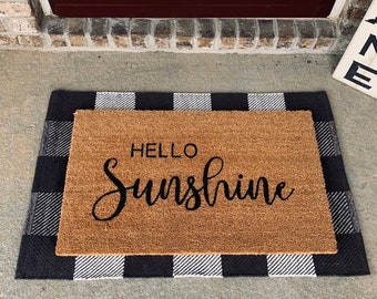 Welcome Mat; Hello Sunshine Doormat; Spring Doormat; Summer Doormat; Cute Doormat; Front Door Decor; Spring Decor; Summer Decor; Hello Mat