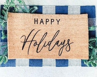 Holiday Doormat; Christmas Decor; Holiday Decor; Christmas Doormat; Happy Holidays; Coir Doormat; Personalized Doormat; Holiday; Christmas