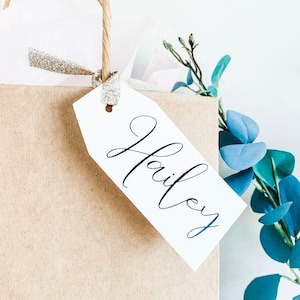 Tarjetas de nombre para bodas; Etiquetas con nombre; Etiquetas para bolsas de regalo; Etiquetas con brillo perlado; Etiquetas para regalo de dama de honor; Regalo de dama de honor; Etiquetas con nombre para despedida de soltera; Tarjeta de lugar