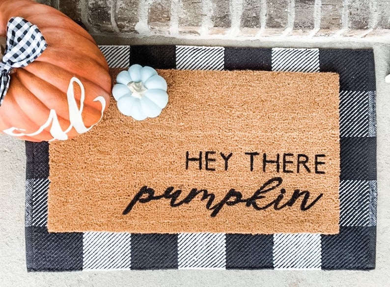 Hey There Pumpkin Fall Doormat Fall Home Decor Pumpkin Decor Fall Welcome MatFunny DoormatHello PumpkinHalloween DoormatHousewarming image 1