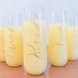 Champagne Stemless Flute DECALS; Personalized Name DECAL; Bridesmaid Gift; Champagne Glass DECAL; Bridesmaid Decals; Bridal Party Gift;Bride