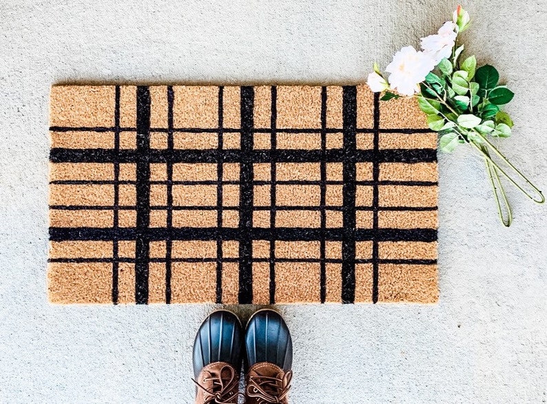 Coir Doormat Plaid Doormat Doormat Entryway Decor Home Etsy