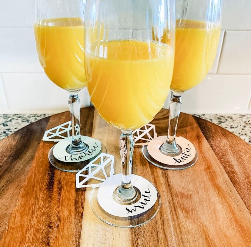 Drink Marker Diamond Ring Drink Tag Wine Glass Bridal Etsy