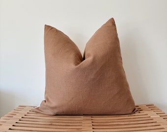 Toffee Brown Linen Pillow Cover