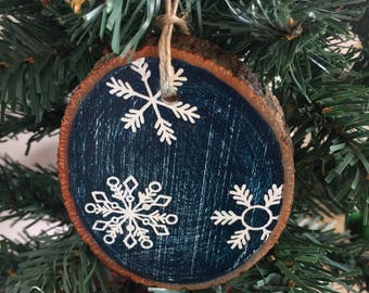 Snowflakes Rustic Ornament