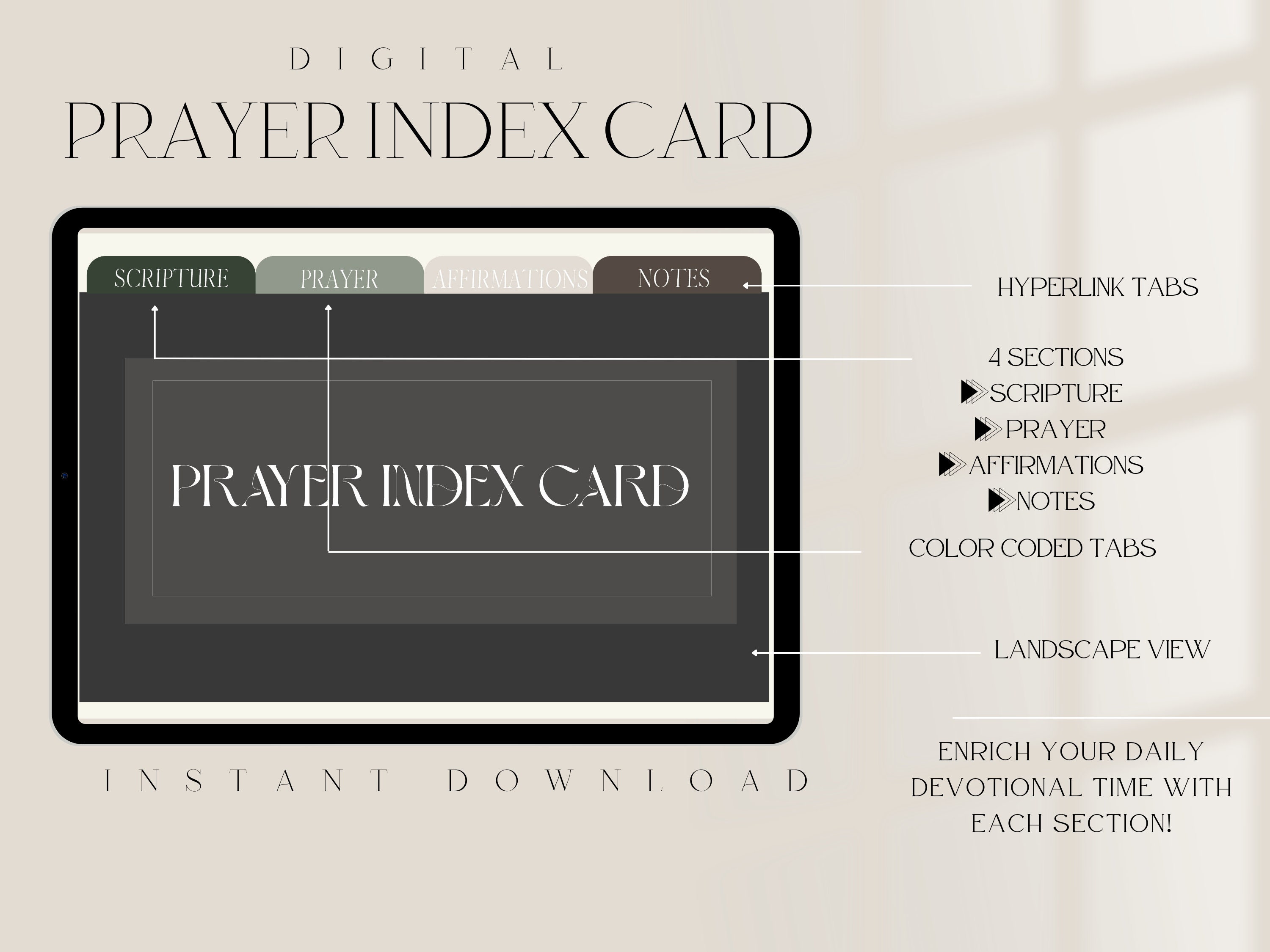 Digital Prayer Index Card Praying Card, Scripture, Affirmations,Notes Hyperlink Aesthetic Bible Study Card Studying Card PDF
