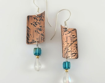 Handmade Copper Dangle Earrings with Beads