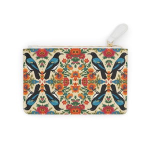 Mini bolso de mano con diseño de urraca de colores, monedero pequeño para mujer, billetera de mano, regalo para amantes de las aves, estuche con cremallera, lindo estuche para cosméticos, estampado floral