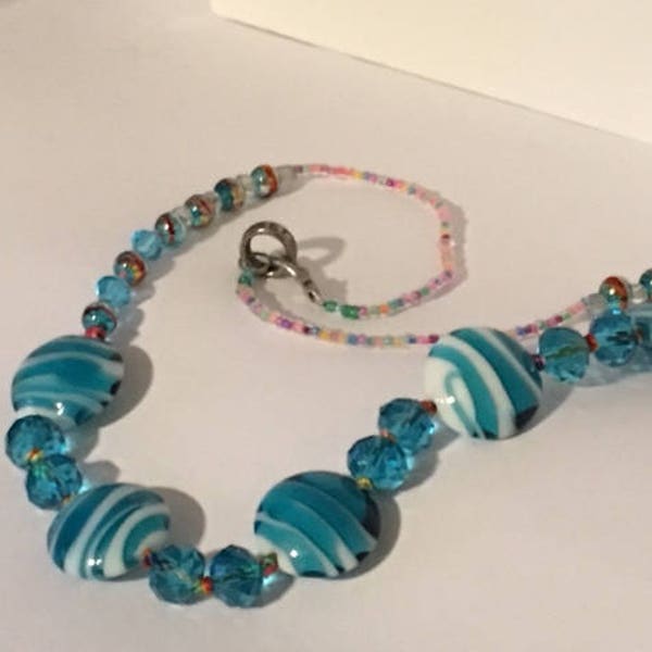 Sassy Blue Glass Necklace