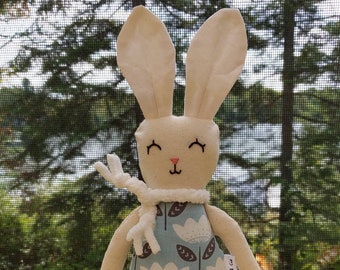 Rabbit doll, bunny plush, ready to go, rag doll, baby shower gift, rabbit plush, handmade doll, child bedroom decoration, stuffed toy