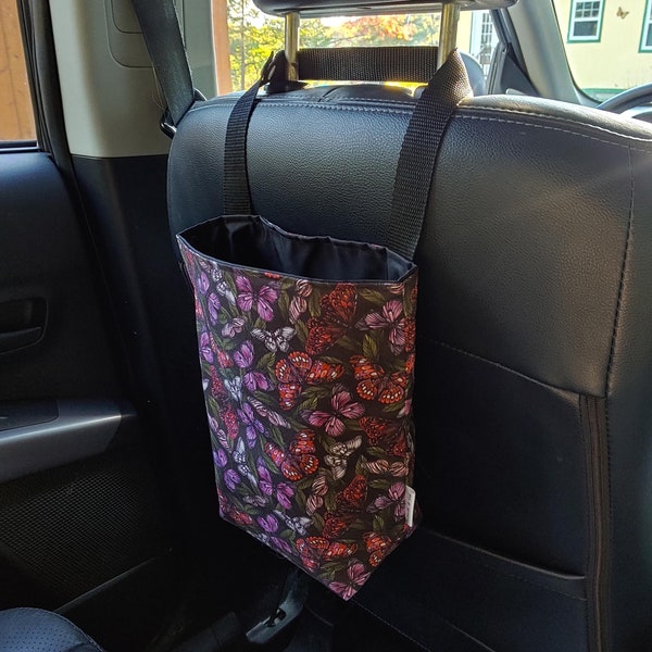 Car trash bag, car accessories, truck trash bag, car bag, impermeable, eco friendly, gift idea, reusable, butterfly, pink, purple