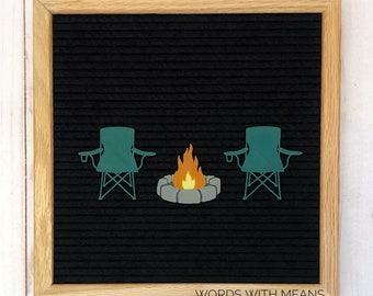 Campfire+Camp Chairs Icon Set, camping letterboard decor, feltboard camping decor, letterboard accessories, camping sign, camp decor