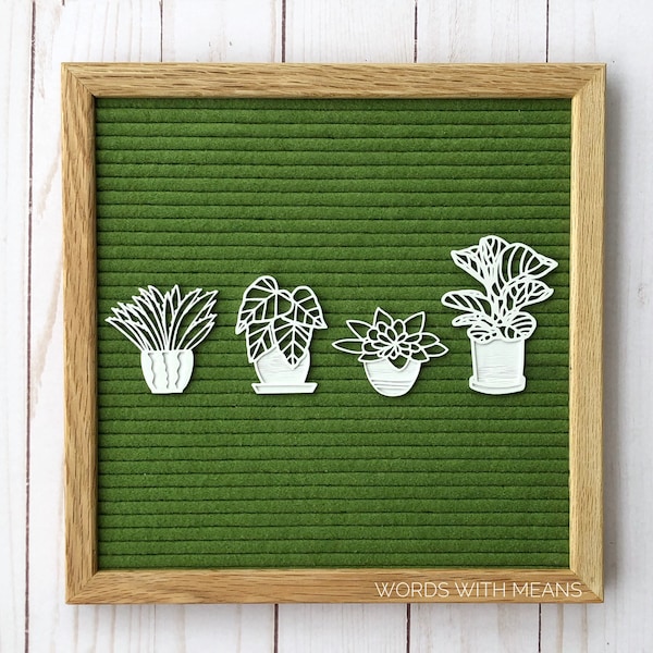 Conjunto de iconos de plantas de interior para tableros de letras y tableros de fieltro, plantas para tableros de letras, plantas de interior para tableros de fieltro, decoración suculenta, suculentas para tableros de letras
