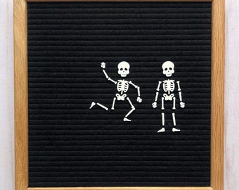 Conjunto de iconos de esqueleto desconectado, tablero de letras de Halloween, esqueleto de tablero de letras, accesorios de tablero de letras, letrero de esqueleto, tablero de fieltro de Halloween