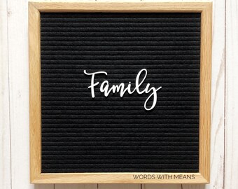 Family script letterboard word, cursive letterboard letters, cursive feltboard words, letterboard accessories, farmhouse sign