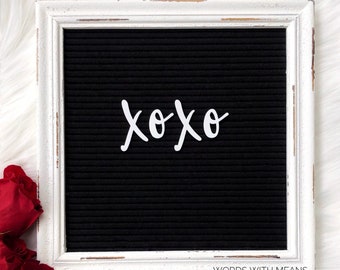 XOXO letterboard letters, feltboard letters, valentines letter sign, valentines feltboard, cursive lettering, Valentine’s Day decor