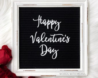 Cursive Script Happy Valentines Day letterboard words, valentines letterboard, valentines feltboard, valentines sign, cursive letters