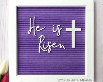 Modern Script He is Risen Word Set for Letterboards + Feltboards, he is risen sign, cursive letterboard, feltboard accessories, Easter sign
