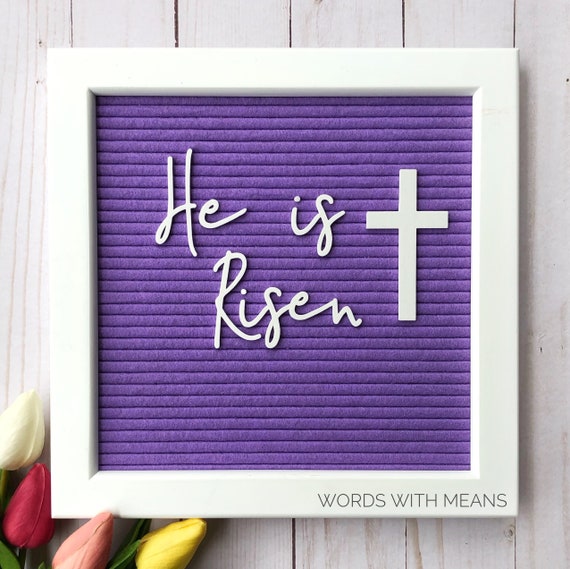 Modern Script He is Risen Word Set for Letterboards + Feltboards, he is risen sign, cursive letterboard, feltboard accessories, Easter sign
