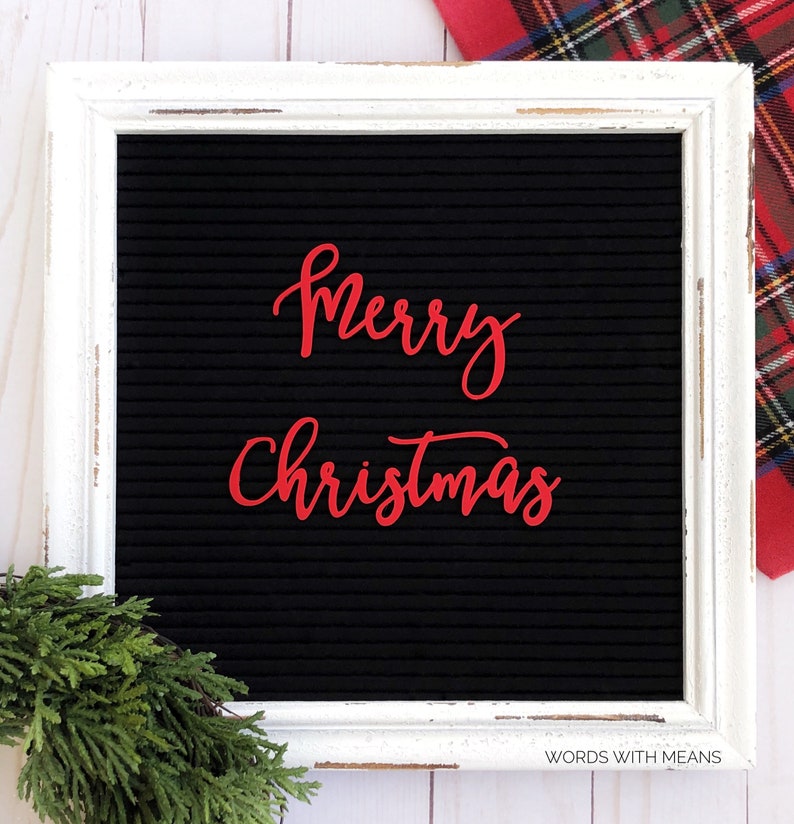 Merry Christmas Cursive Letterboard Words, Custom Letter Board Letters, Merry Christmas Sign, Merry Christmas Decor, Christmas Feltboard image 1