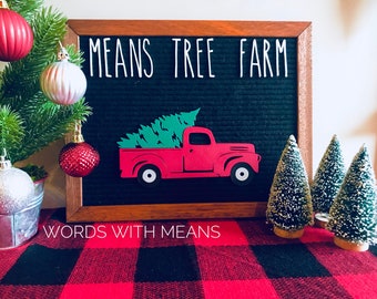 Red Christmas Truck with Christmas Tree for Letterboard