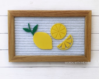 Icônes de citron, citrons à lettres, décoration citron, citrons feutre, décoration citron d'été