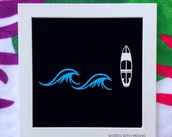 Waves and surfboard set for letterboards and feltboards, letterboard waves, summer letter board, letter board accessories, surfboard sign