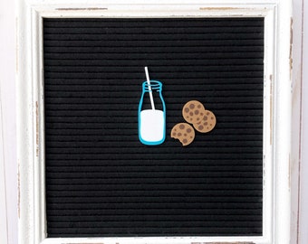 Milk and Cookies Icon Set, Cookies for Santa, letterboard accessories, Christmas letterboard, feltboard accessories