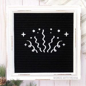 Letterboard Streamers, letterboard confetti, new year letterboard, New Years feltboard, letterboard accessories, birthday letterboard