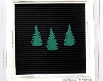 Pine Tree Set Icons, letterboard pine trees, winter trees, evergreen trees, Christmas letterboard, letterboard accessories, feltboard