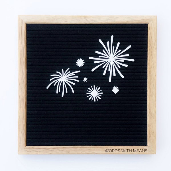 Jeu d'icônes de feux d'artifice pour tableaux à lettres et feutre, icônes pour tableau à lettres, accessoires pour tableau en feutre, enseigne du 4 juillet, décoration du 4 juillet