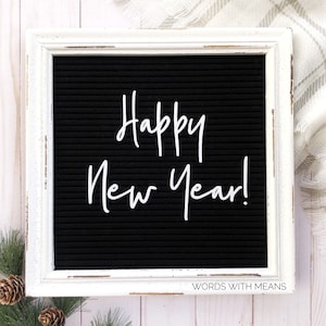 Happy New Year modern font, New Years letterboard, New Years sign, cursive letterboard letters, custom feltboard letters