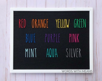 Color Wanderlust Lettersets for Letterboard / Colored Letters for Feltboard