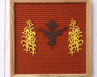 Scarecrow and Corn Icon Set for Letterboards and Feltboards, fall letterboard decor, halloween letterboard icons, letterboard accessories