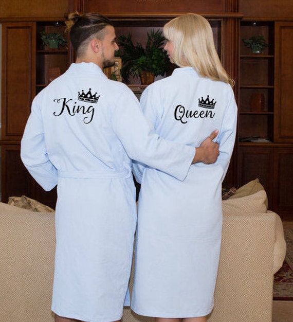 King and Queen Bath Robes Couple Robes Mr. Mrs. Robes His Etsy