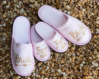 Personalised bride slipper, bridesmaid slippers,hen party slippers, spa day slippers, bridemaid gift slippers, mother of the bride slippers