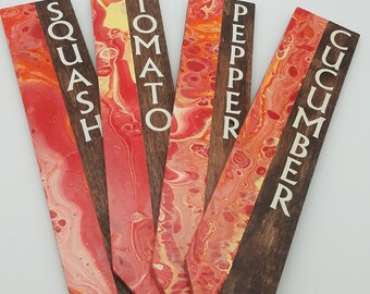 Customizable, Painted Garden Stakes, Garden Markers, Set of 4, Wood Garden Stakes, Handpainted Wood Garden Markers, Vegetable Garden