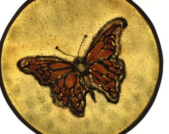 Monarch kiln fused stained glass Roundel