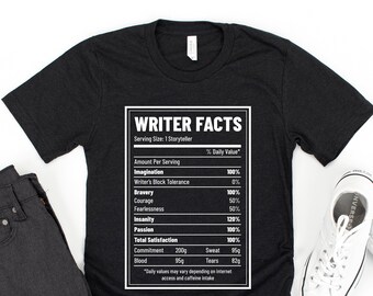 Informazioni nutrizionali dello scrittore / Camicia / Canottiera / Felpa con cappuccio / Crop Top / Camicia dello scrittore / T-shirt dello scrittore / T Shirt dello scrittore / Autore / Regalo dello scrittore divertente